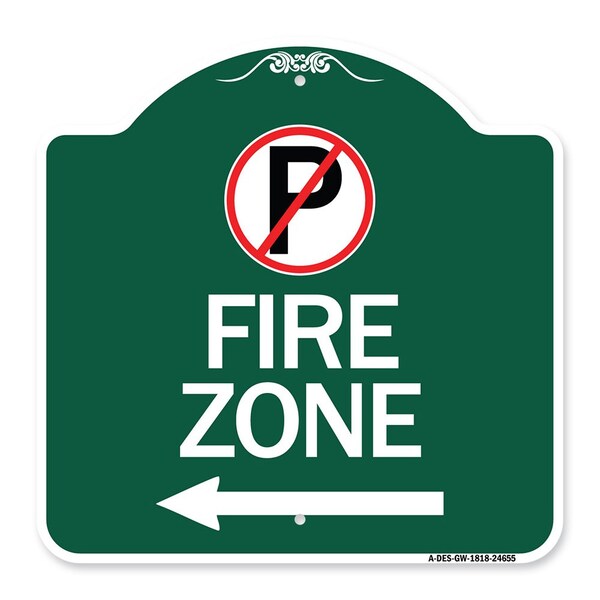 Signmission No Parkingand Left Arrow, Green & White Aluminum Architectural Sign, 18" x 18", GW-1818-24655 A-DES-GW-1818-24655 - main